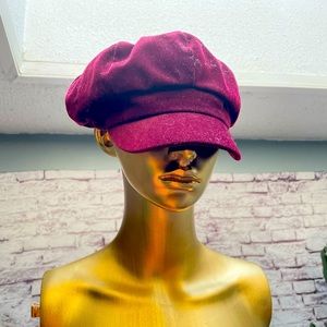 Fisherman’s cap. Purple hat.